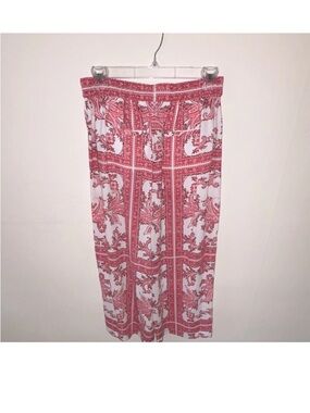 Michael Kors Paisley Red White Elastic Waist A-Line Pants Size S